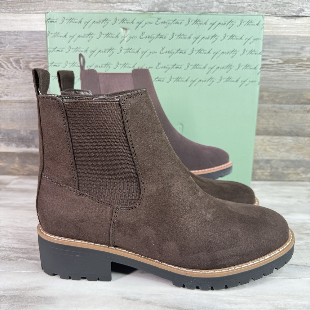 Kensie Women's Kayla Chelsea Faux Suede Boot Ankle Bootie Brown Size 6.5 M NEW